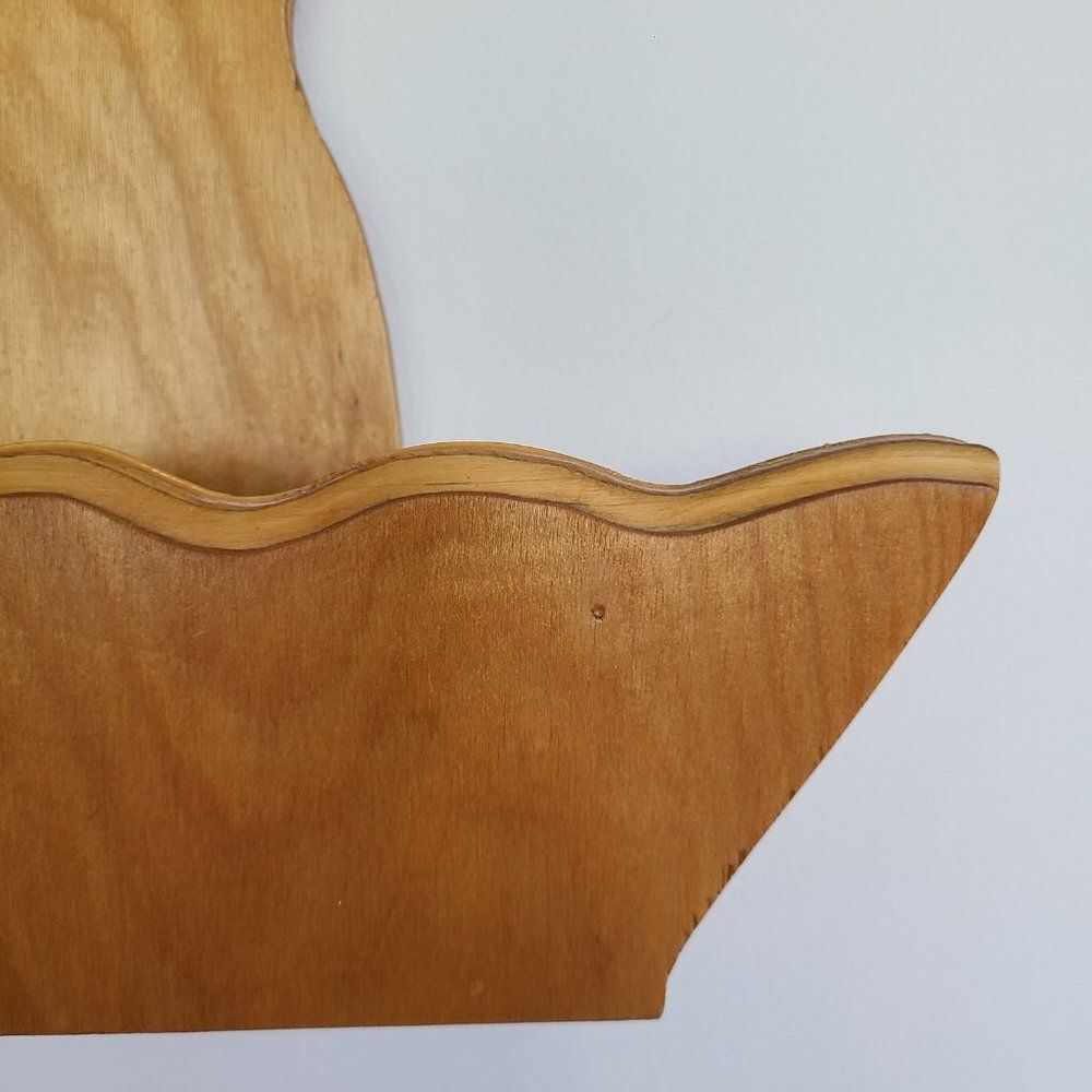 Vintage Pitcher and Bowl Shaped Wall Pocket Decorative Wood Hanging Floral Decor - Picture 8 of 16